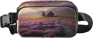 Lavender Natural Field Fanny Pack Hip Bag Belt Bag for Women Man Fashion Waist Pack Water-repellent Crossbody Bag for Halloween Costumes Running Hiking Jogging Travel Sport