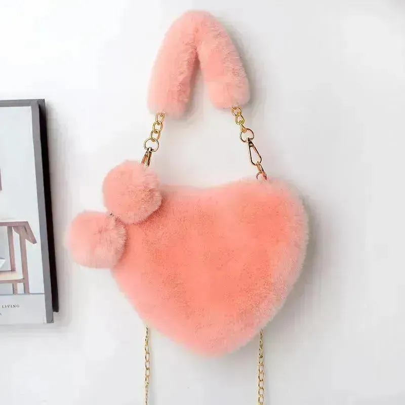 Love Bags Soft Plush Handbags Women Valentine's Day Party Bag