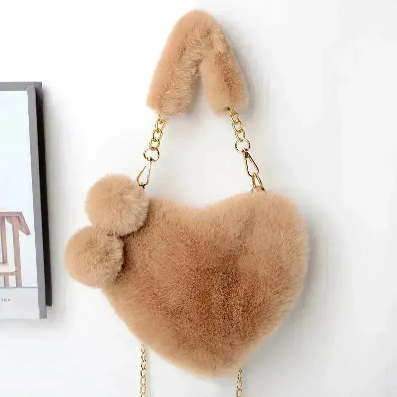 Love Bags Soft Plush Handbags Women Valentine's Day Party Bag