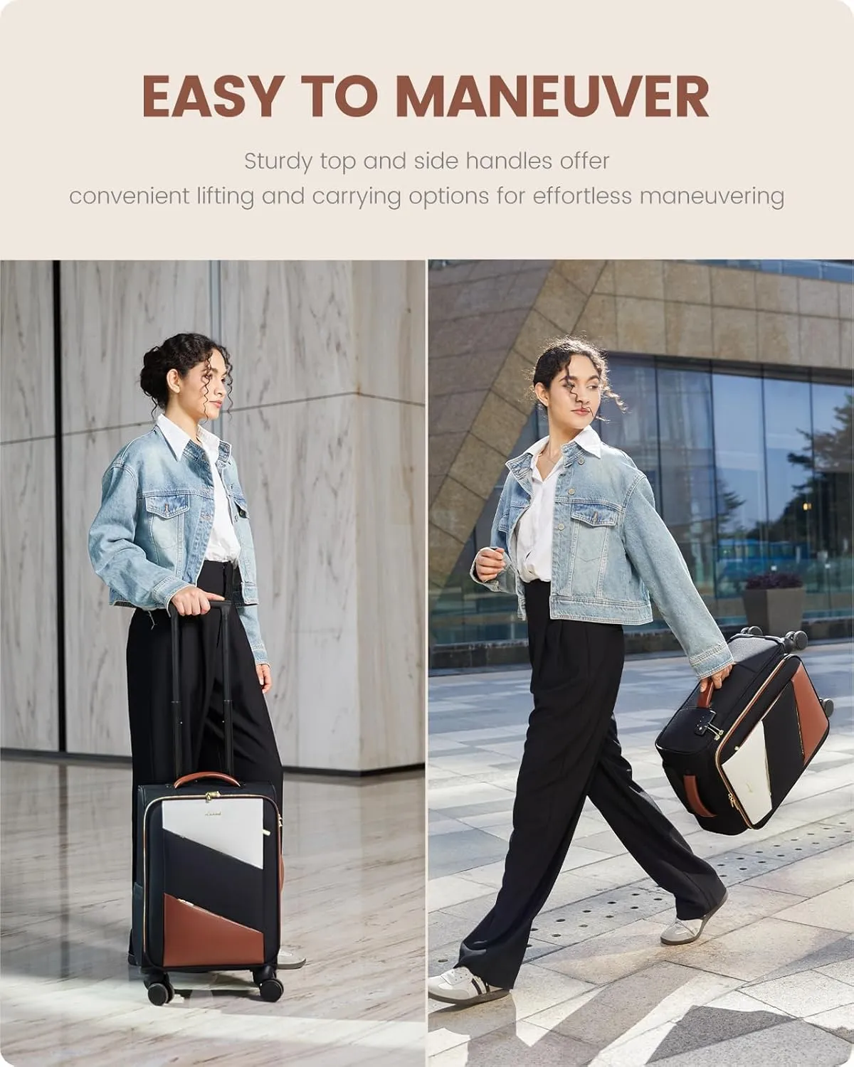 LOVEVOOK Carry On Luggage 22x14x9 Airline Approved,20 Inch Carry-on Suitcase for Women,Softside Suitcases with Wheels,Rolling Checked Luggage with TSA Lock,Lightweight Travel