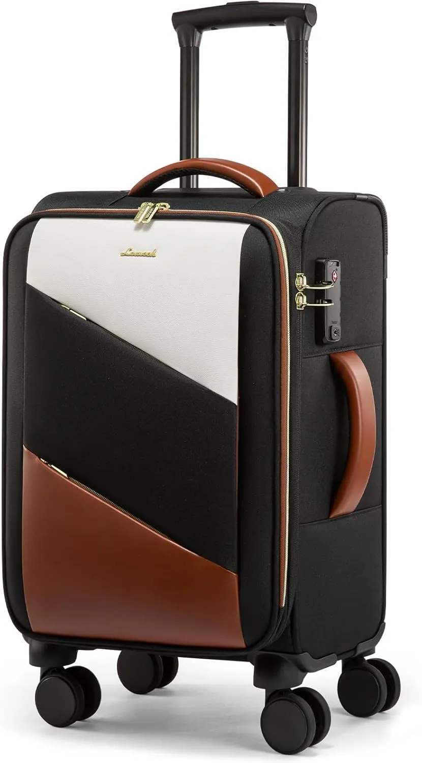LOVEVOOK Carry On Luggage 22x14x9 Airline Approved,20 Inch Carry-on Suitcase for Women,Softside Suitcases with Wheels,Rolling Checked Luggage with TSA Lock,Lightweight Travel