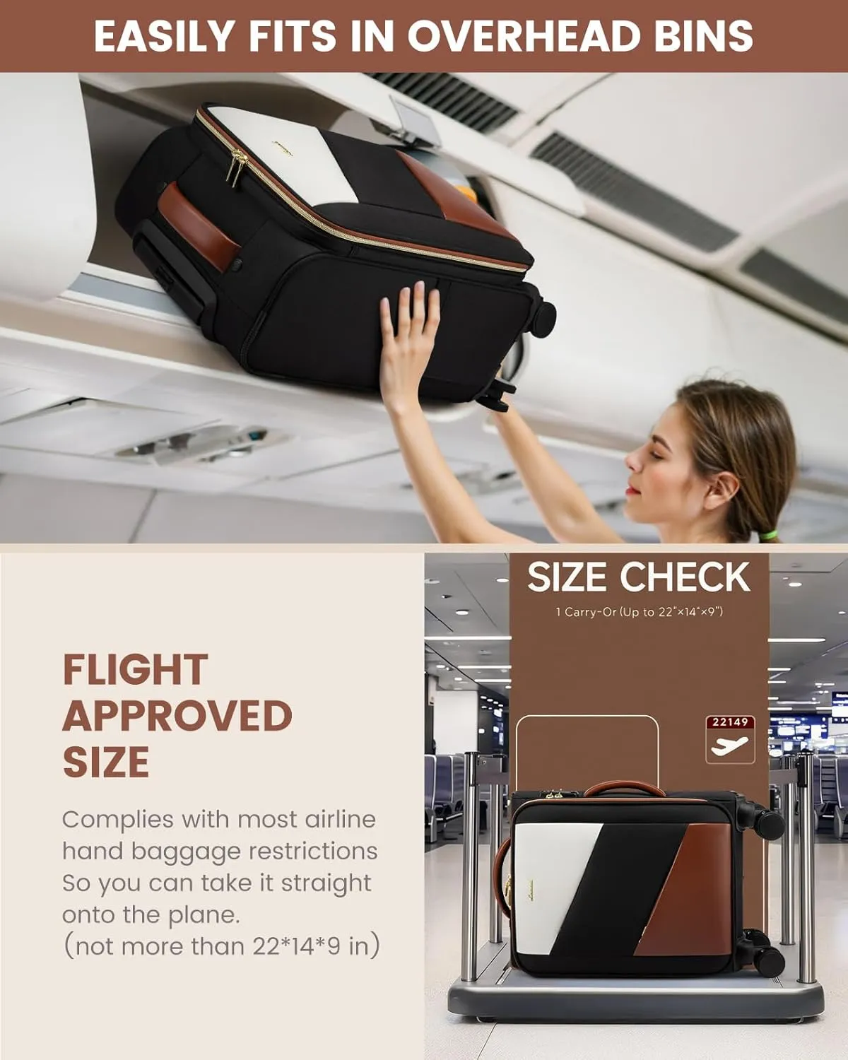 LOVEVOOK Carry On Luggage 22x14x9 Airline Approved,20 Inch Carry-on Suitcase for Women,Softside Suitcases with Wheels,Rolling Checked Luggage with TSA Lock,Lightweight Travel