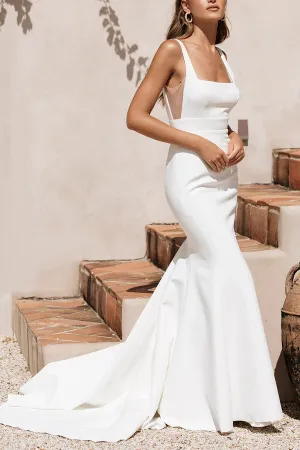 Luolandi Tight square minimalist fishtail wedding dress Bohemian style bride dress Sexy