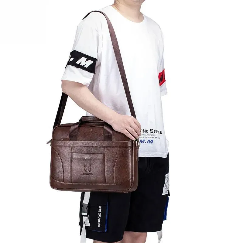 Men Briefcase Famous Brand Leather Shoulder Messenger Bags Office Handbag