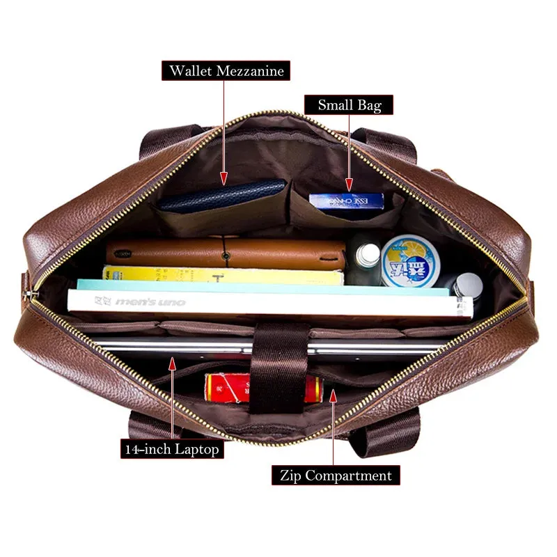 Men Briefcase Famous Brand Leather Shoulder Messenger Bags Office Handbag