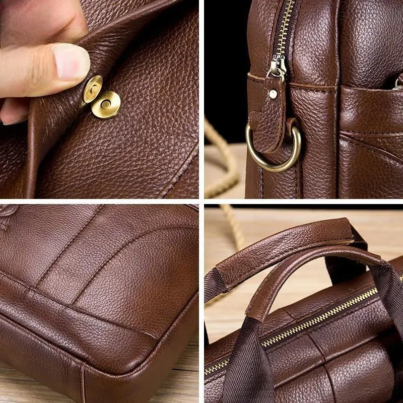 Men Briefcase Famous Brand Leather Shoulder Messenger Bags Office Handbag