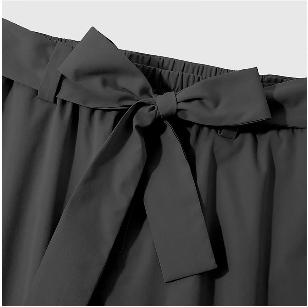 Men's Harem Cropped Pants Elastic Waist Belted Baggy Bow Tie Beach Yoga Ankle Length Trousers Casual Solid Pants