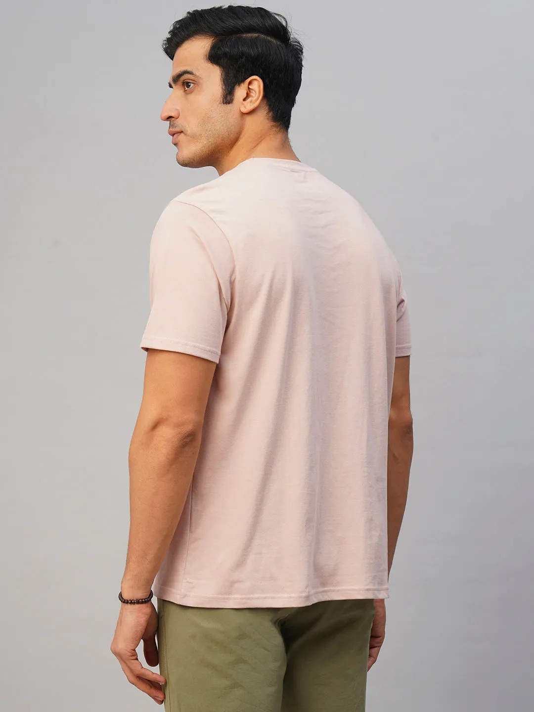 Men's Pink Cotton Regular Fit Tshirt