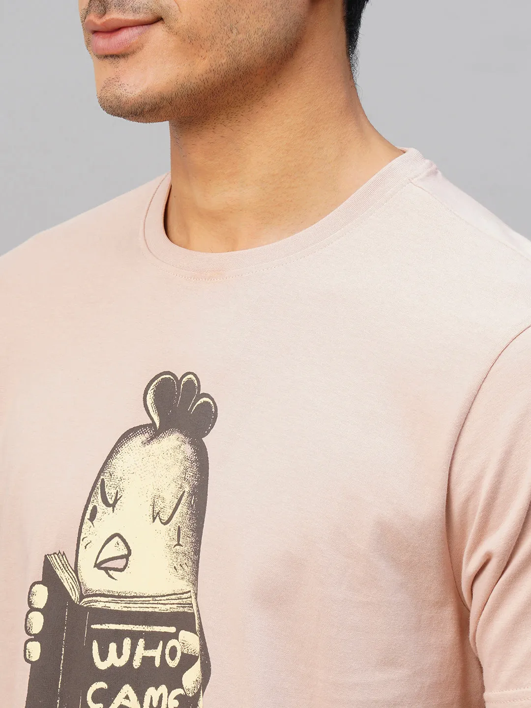 Men's Pink Cotton Regular Fit Tshirt