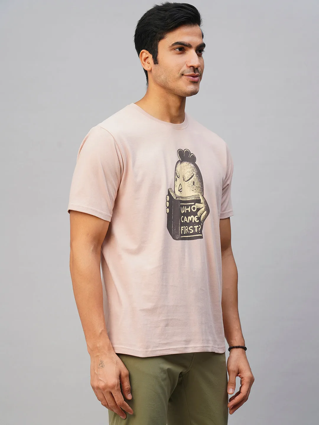 Men's Pink Cotton Regular Fit Tshirt