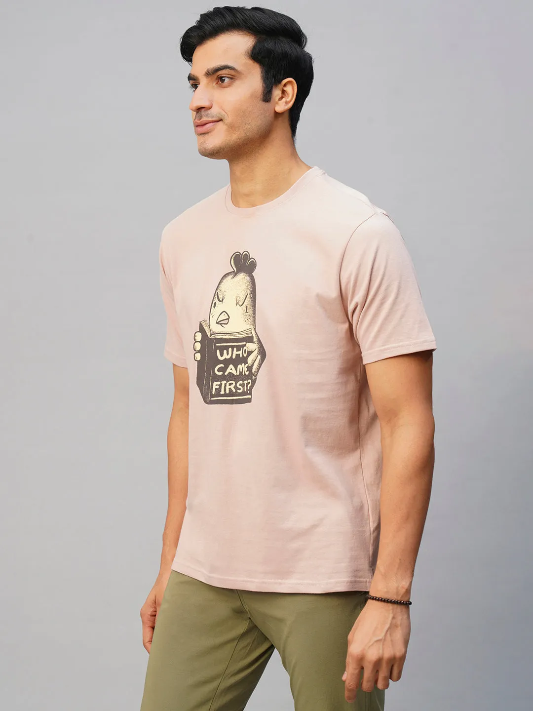 Men's Pink Cotton Regular Fit Tshirt