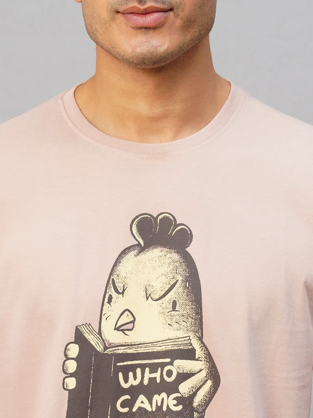 Men's Pink Cotton Regular Fit Tshirt