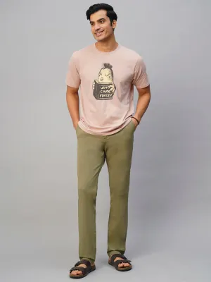 Men's Pink Cotton Regular Fit Tshirt