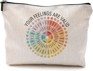 Mental Health Gifts for Women, Feelings Wheel Makeup Bag, Psychology Gifts, Mental Health Awareness Cosmetic Bags for Women, Emotions Chart Makeup Pouch