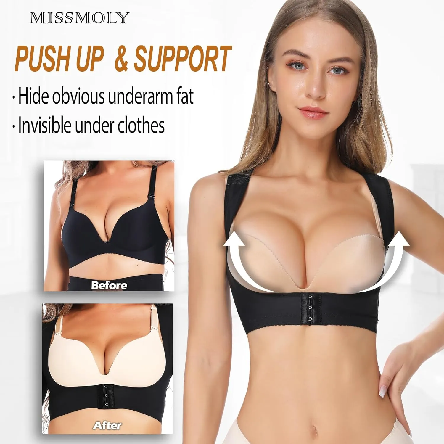 MISS MOLY Chest Brace Push up for Woemn Posture Corrector Shapewear Sleeveless Tops Back Shaper Vest