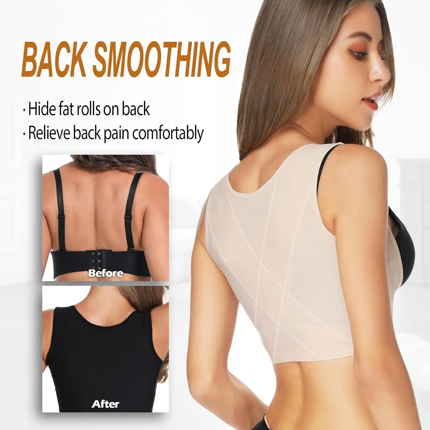 MISS MOLY Chest Brace Push up for Woemn Posture Corrector Shapewear Sleeveless Tops Back Shaper Vest