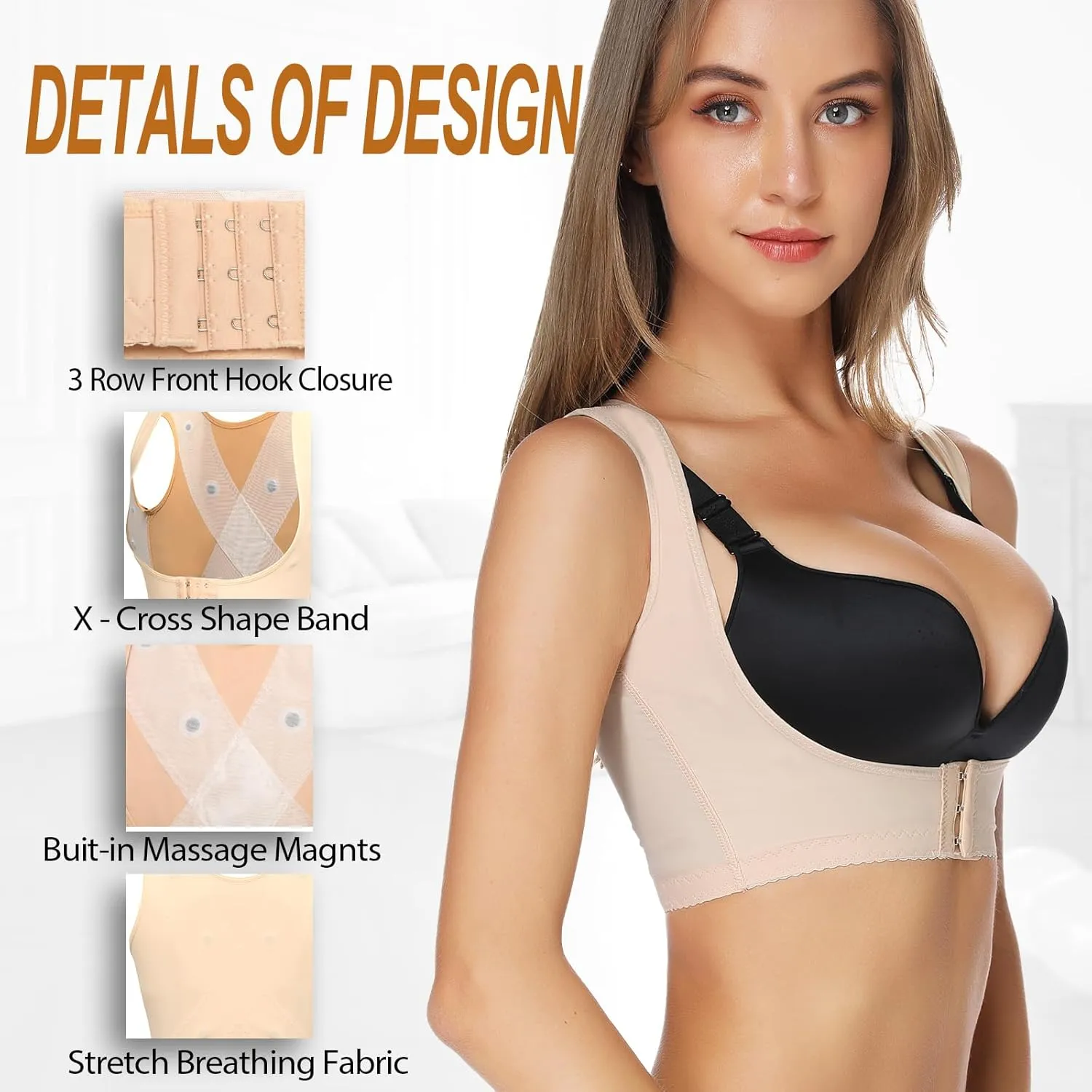 MISS MOLY Chest Brace Push up for Woemn Posture Corrector Shapewear Sleeveless Tops Back Shaper Vest