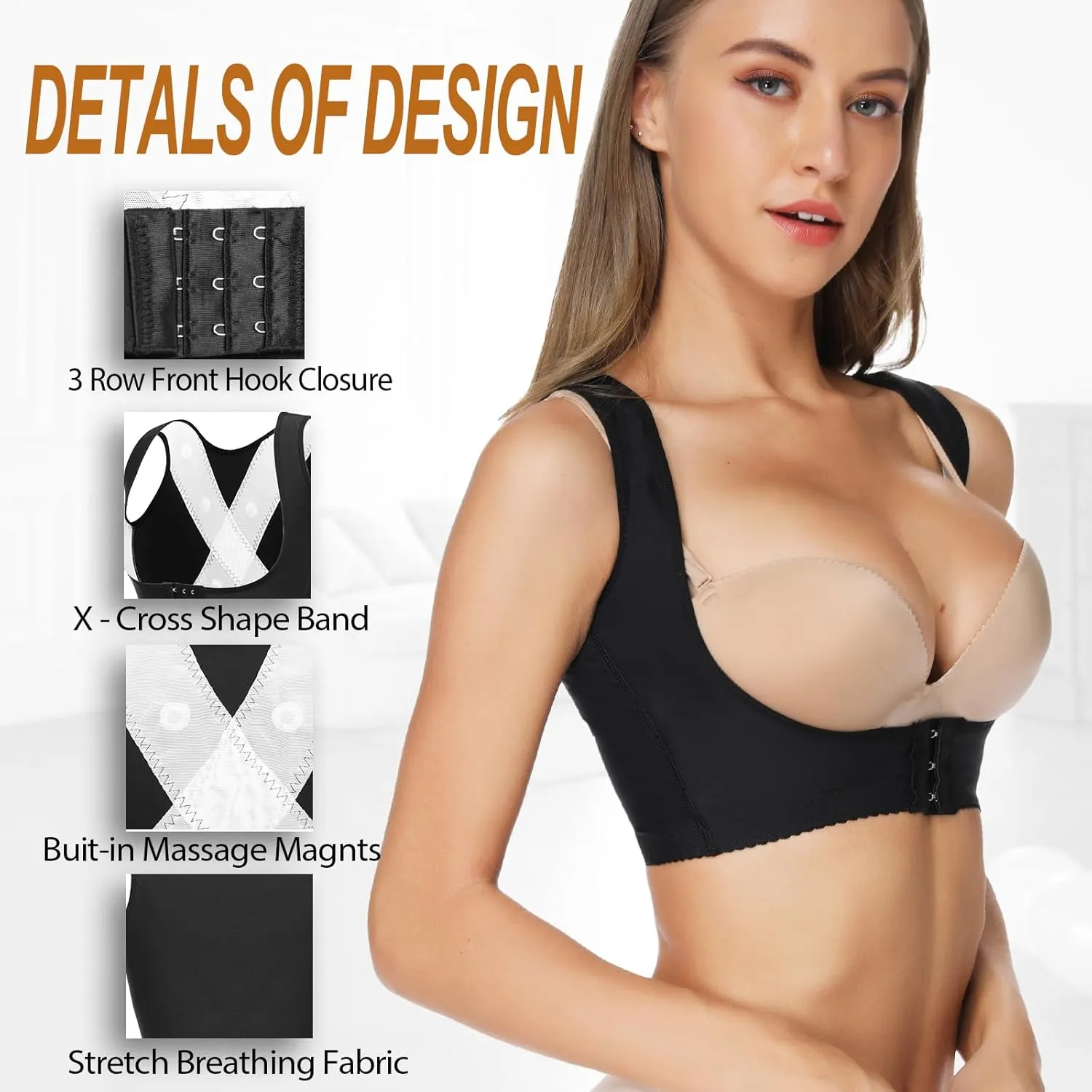 MISS MOLY Chest Brace Push up for Woemn Posture Corrector Shapewear Sleeveless Tops Back Shaper Vest