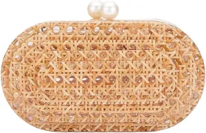 Molodo Acrylic Rattan Evening Clutch Purses for Women Elegant Evening Bag Gorgeous Handbag Shoulder Bag Wedding Party 2025