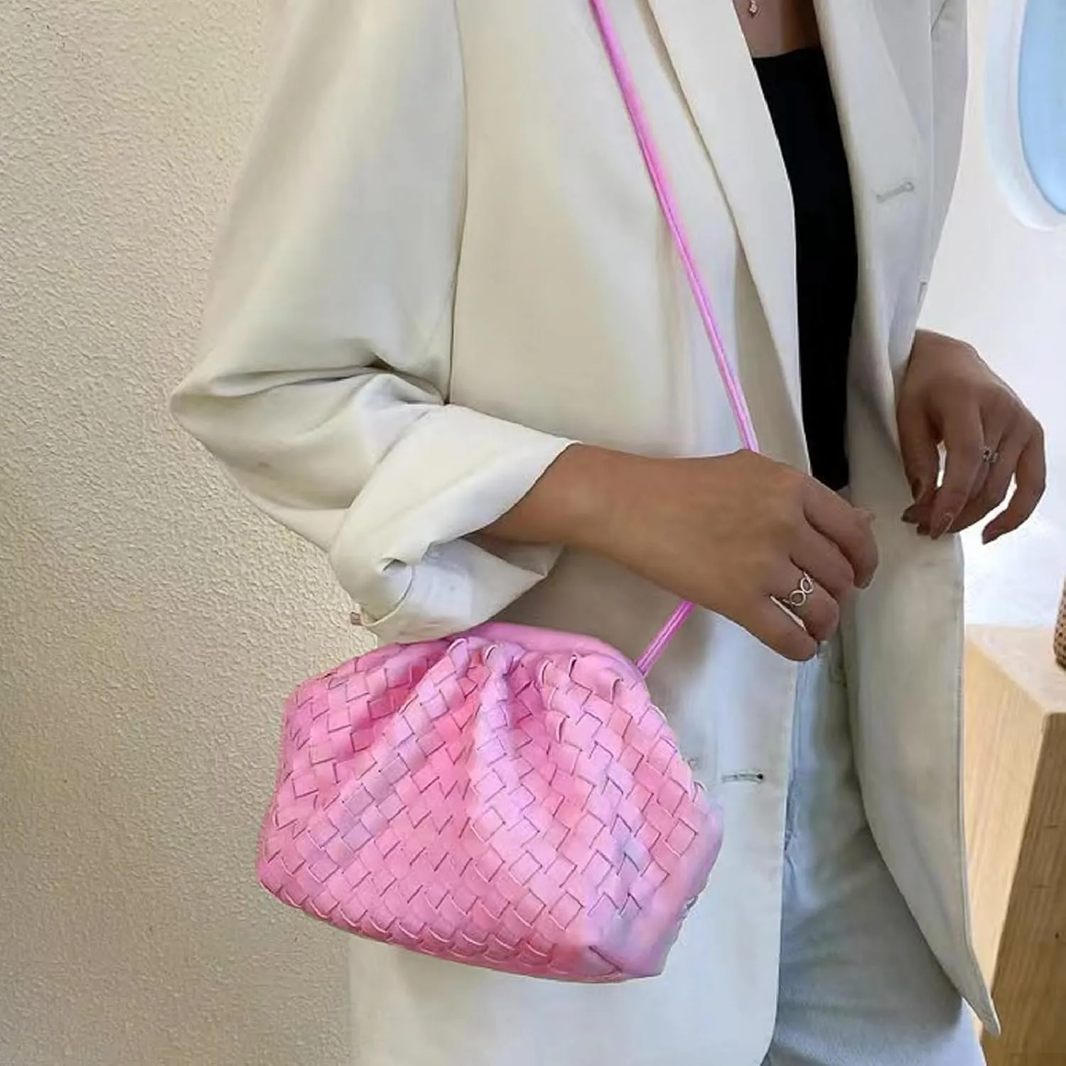 NAARIIAN Woven Crossbody Bags for Women Evening Clutch Hobo Cloud Purse Designer Handbags for Ladies