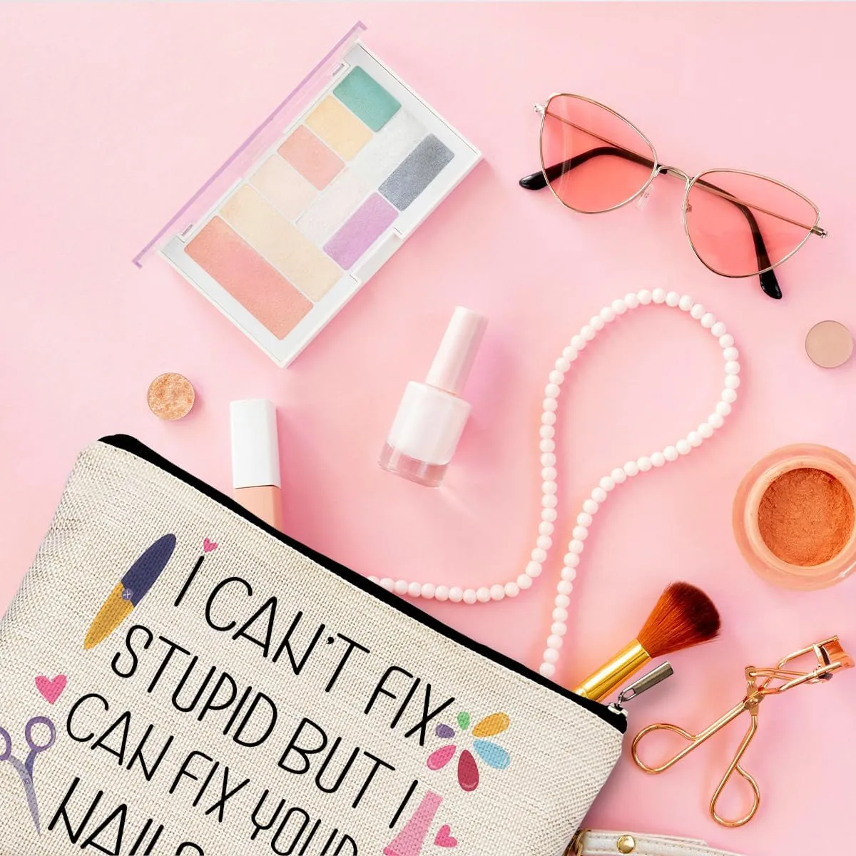 Nail Tech Gifts for Women Makeup Bag, Nail Tech Supplies, Gifts for Nail Technicians, Nail Lovers, Nail Tech Cosmetic Bag Toiletry Bag, Nail Artist Gifts, Manicurist Beautician Gifts