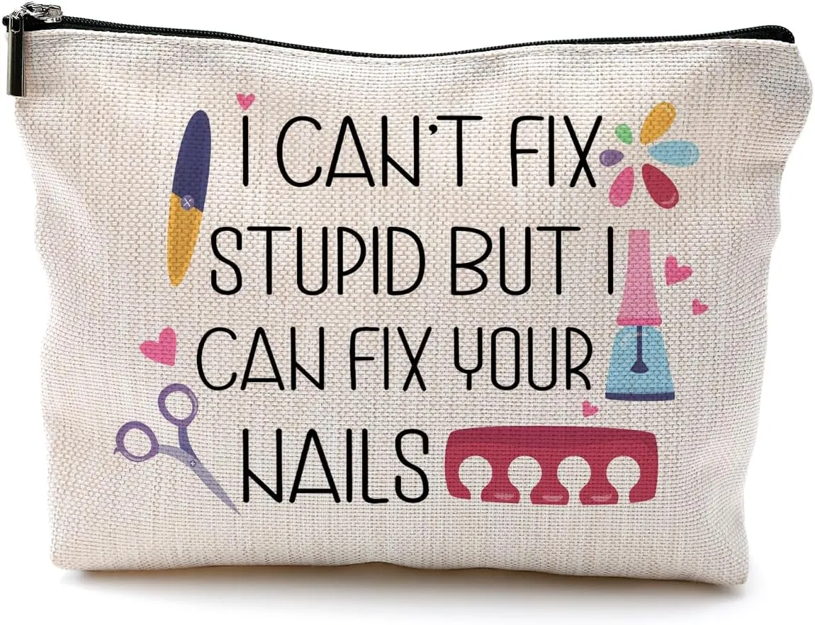 Nail Tech Gifts for Women Makeup Bag, Nail Tech Supplies, Gifts for Nail Technicians, Nail Lovers, Nail Tech Cosmetic Bag Toiletry Bag, Nail Artist Gifts, Manicurist Beautician Gifts