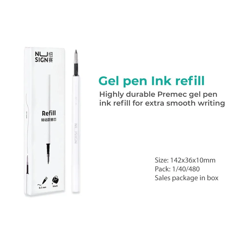 NU SIGN Gel Pen refill 0.5mm Black ink
