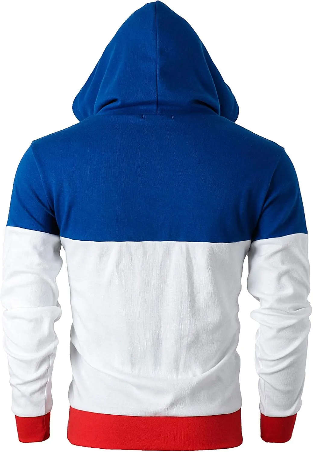 Ohoo Mens Color-Block Hooded Sweatshirt with Kangaroo Pocket Slim Fit Lightweight Pullover
