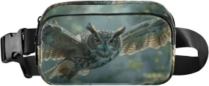 Owl Fly Forest Fanny Pack Hip Bag Belt Bag for Women Man Fashion Waist Pack Water-repellent Crossbody Bag for Halloween Costumes Running Hiking Jogging Travel Sport