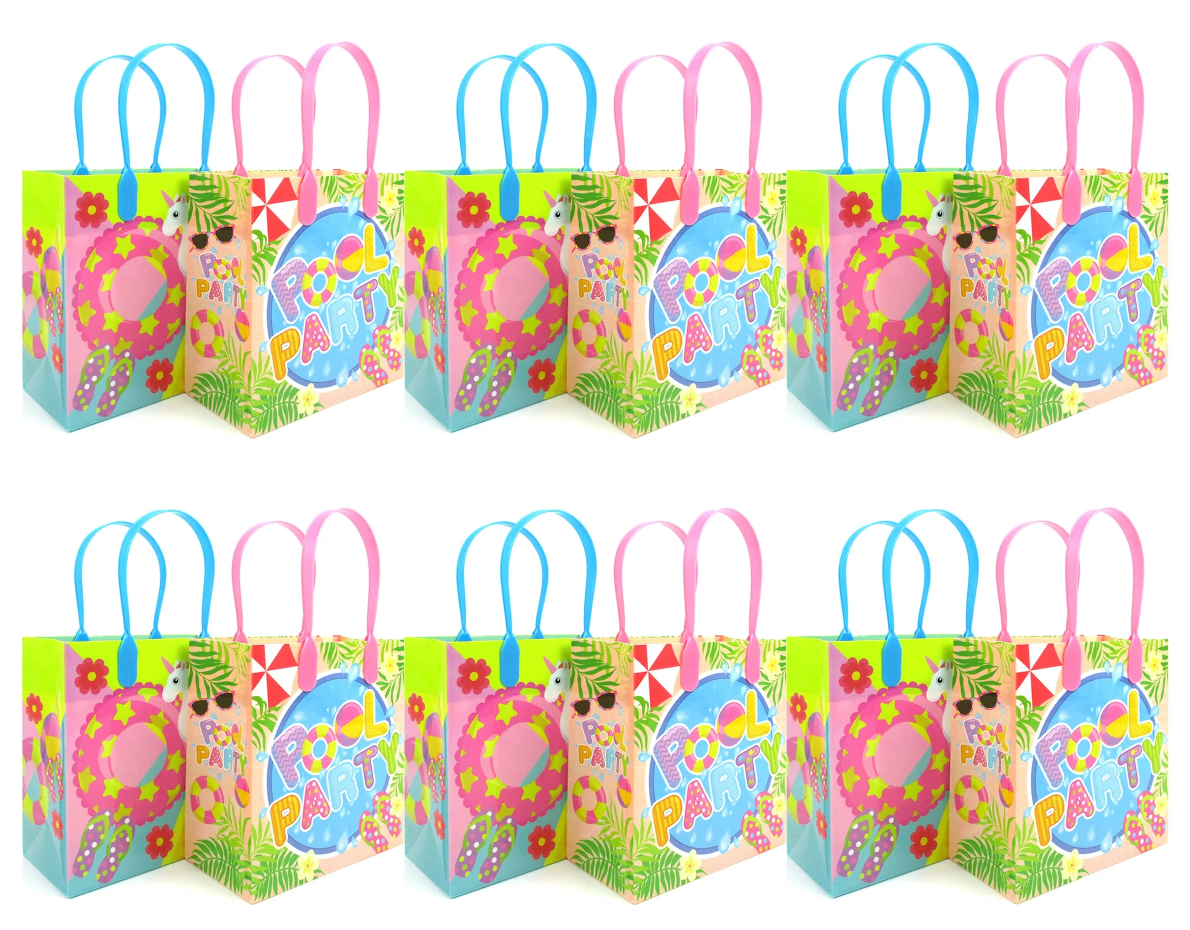 Pool Beach Summer Party Favor Bags Treat Bags - Set of 6 or 12