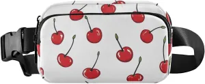 Red Cherry White Fanny Pack Hip Bag Belt Bag for Women Man Fashion Waist Pack Water-repellent Crossbody Bag for Halloween Costumes Running Hiking Jogging Travel Sport