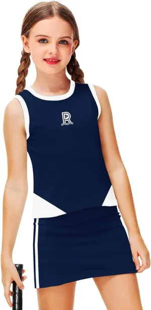 Remimi Girls Tennis Outfits Golf Tank Top and Skirt with Shorts 4-12 Years