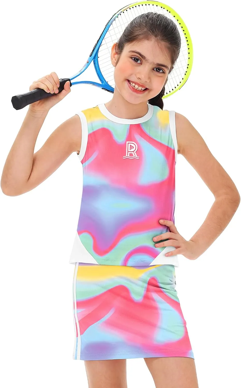 Remimi Girls Tennis Outfits Golf Tank Top and Skirt with Shorts 4-12 Years