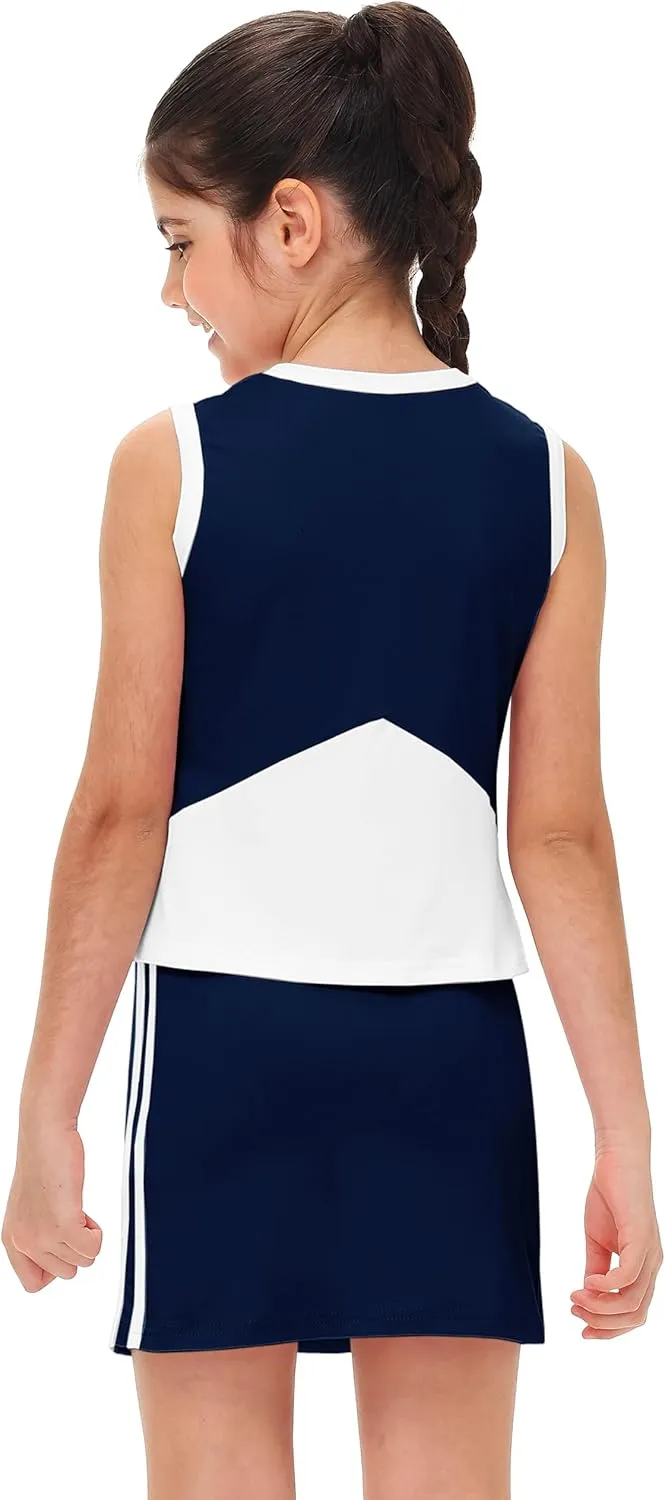 Remimi Girls Tennis Outfits Golf Tank Top and Skirt with Shorts 4-12 Years