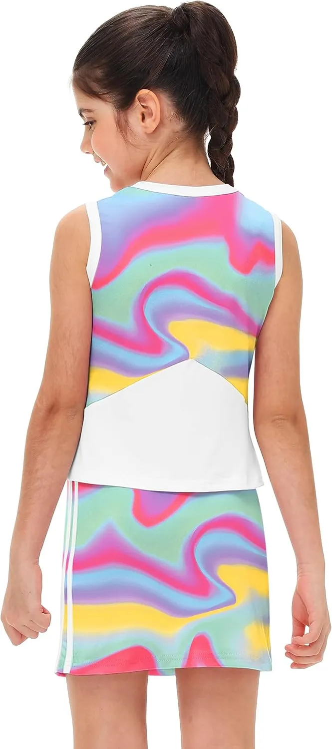 Remimi Girls Tennis Outfits Golf Tank Top and Skirt with Shorts 4-12 Years
