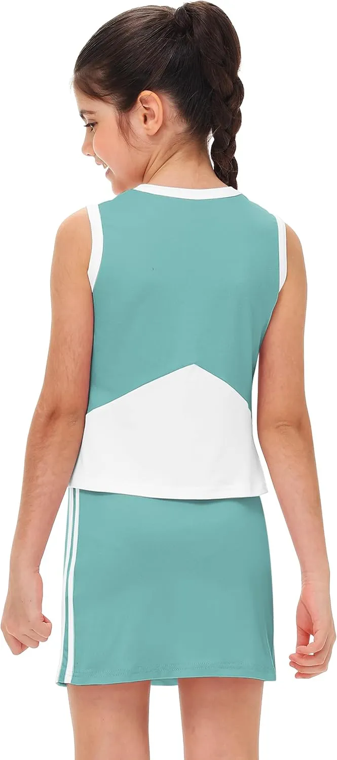Remimi Girls Tennis Outfits Golf Tank Top and Skirt with Shorts 4-12 Years
