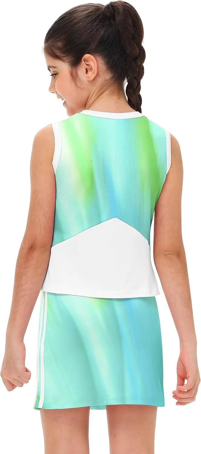 Remimi Girls Tennis Outfits Golf Tank Top and Skirt with Shorts 4-12 Years
