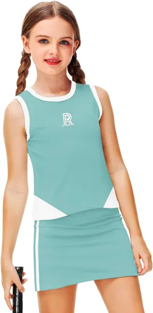 Remimi Girls Tennis Outfits Golf Tank Top and Skirt with Shorts 4-12 Years
