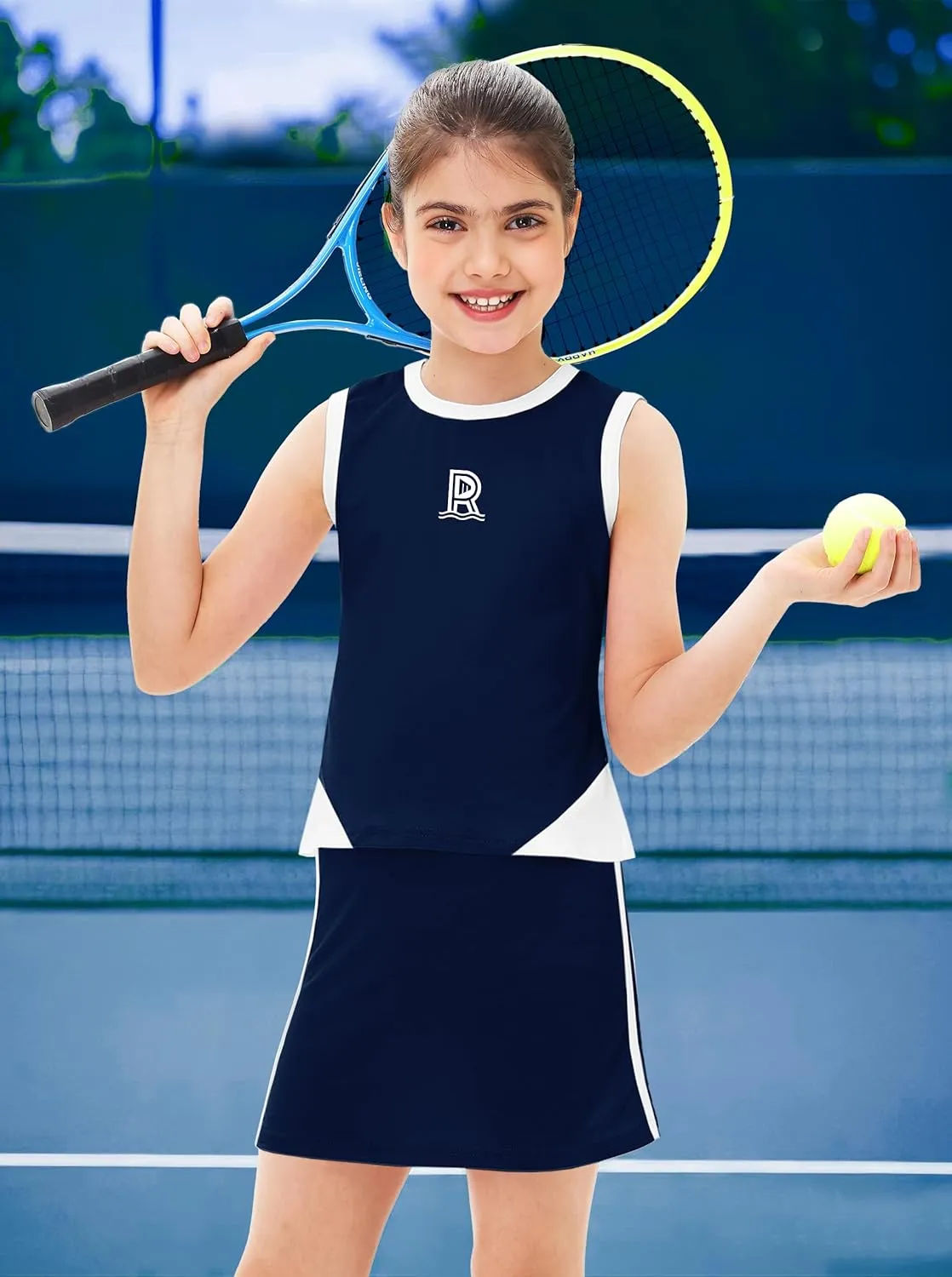 Remimi Girls Tennis Outfits Golf Tank Top and Skirt with Shorts 4-12 Years