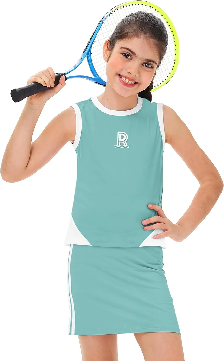 Remimi Girls Tennis Outfits Golf Tank Top and Skirt with Shorts 4-12 Years
