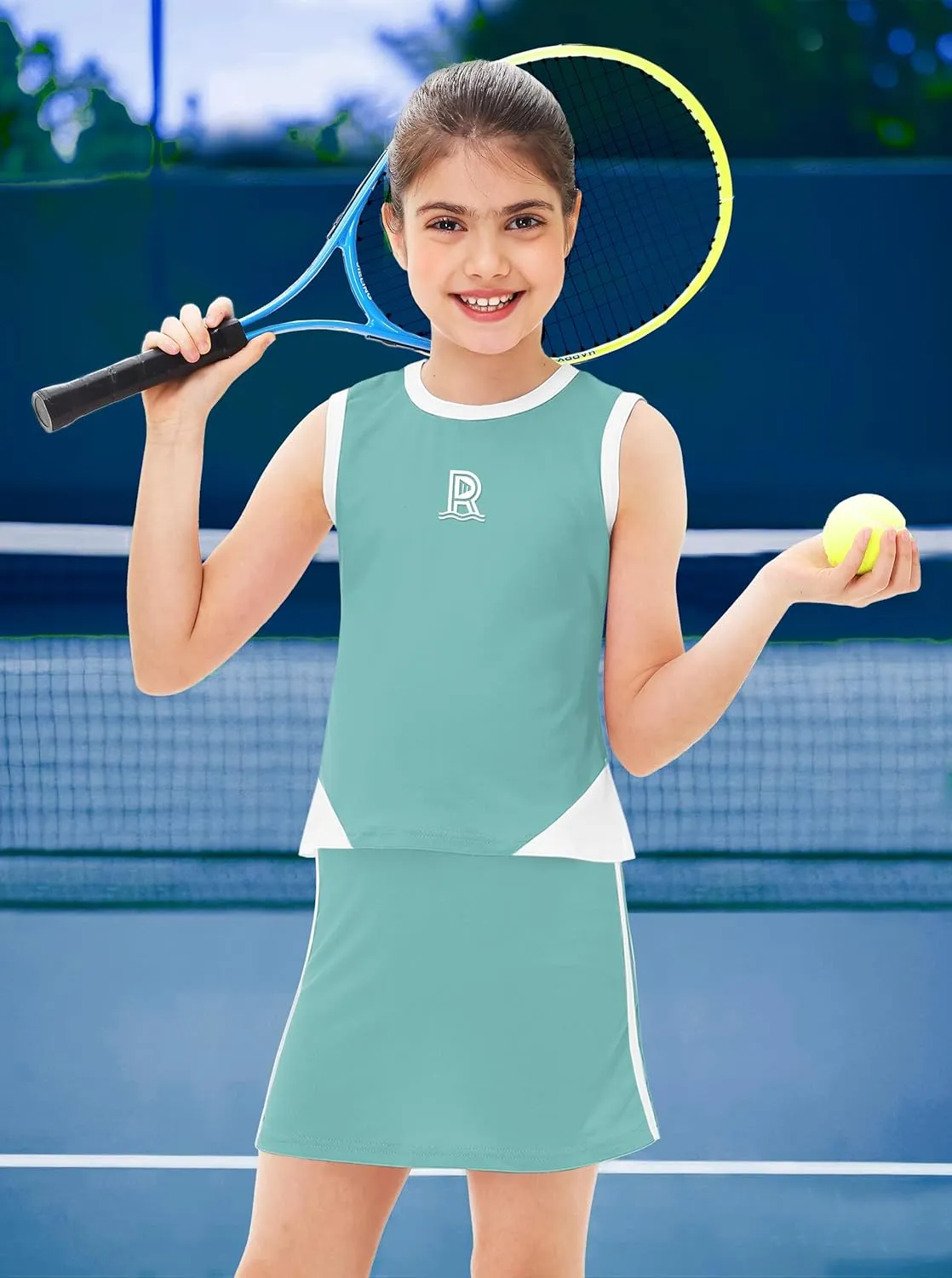 Remimi Girls Tennis Outfits Golf Tank Top and Skirt with Shorts 4-12 Years