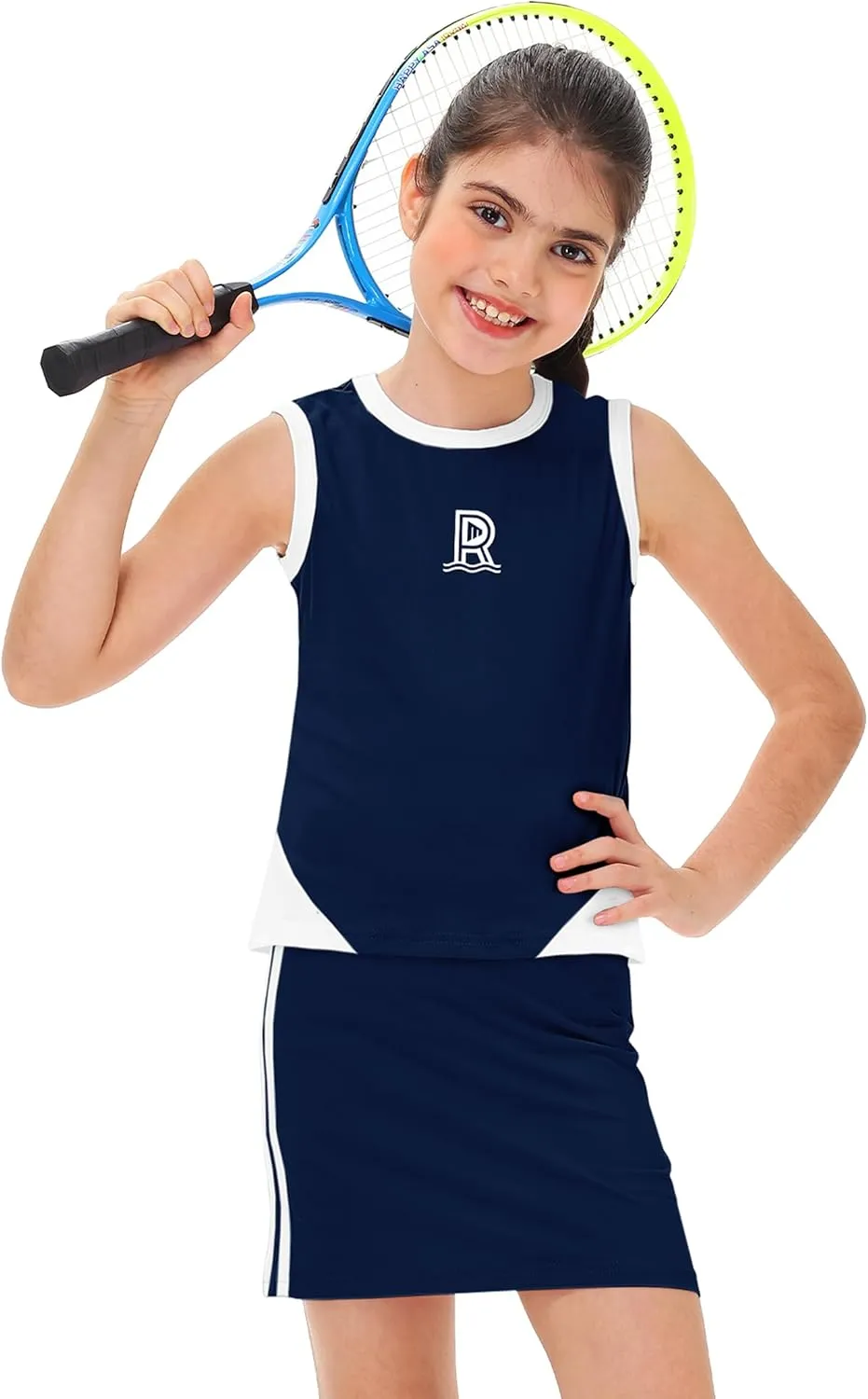 Remimi Girls Tennis Outfits Golf Tank Top and Skirt with Shorts 4-12 Years