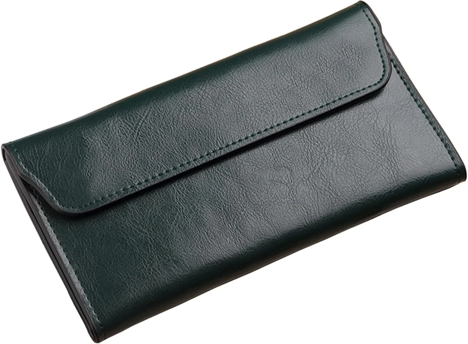 Retro Leather Envelope Women's Phone Card Holder Wallet, Thin Large Capacity Multifunctiona Leather Wallet, Clutch Wallet for Mother's Day Thanksgiving Fashion Gift (Dark Green)