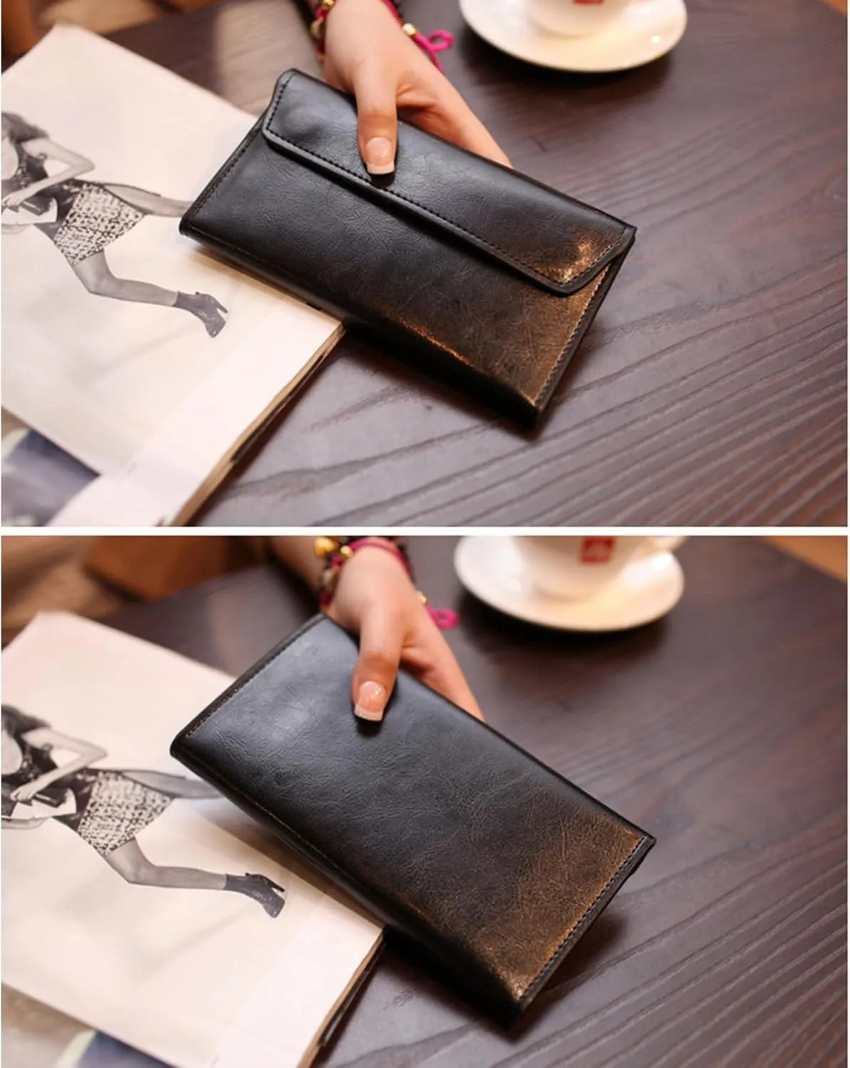 Retro Leather Envelope Women's Phone Card Holder Wallet, Thin Large Capacity Multifunctiona Leather Wallet, Clutch Wallet for Mother's Day Thanksgiving Fashion Gift