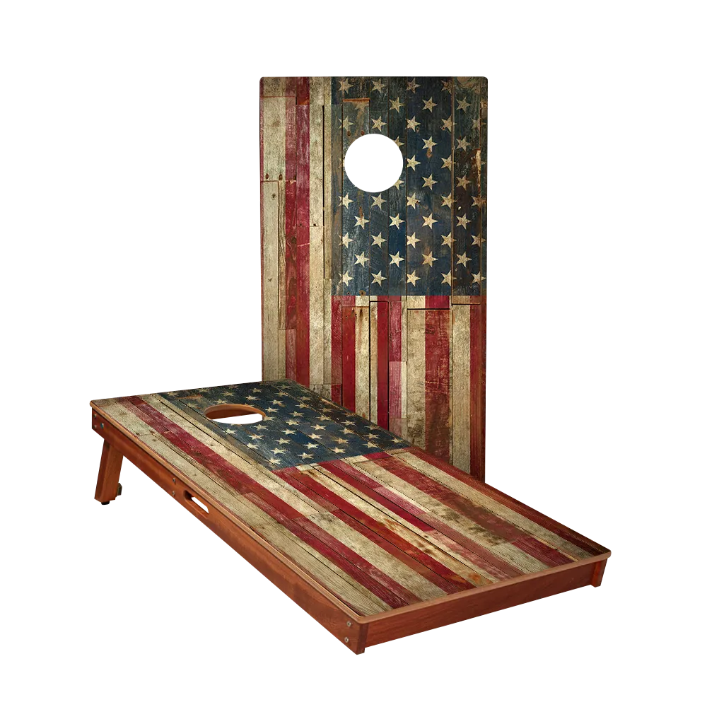 Rustic American Flag Sig Pro Cornhole Boards