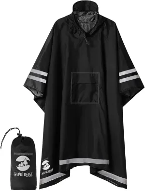 SaphiRose Hooded Rain Poncho Waterproof Raincoat Jacket for Men Women Adults