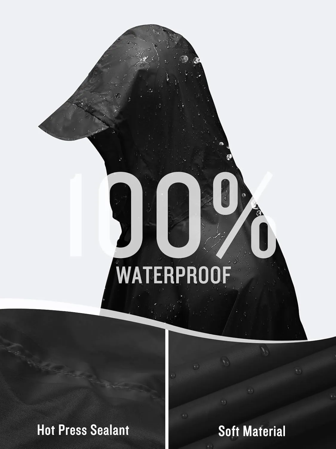 SaphiRose Hooded Rain Poncho Waterproof Raincoat Jacket for Men Women Adults