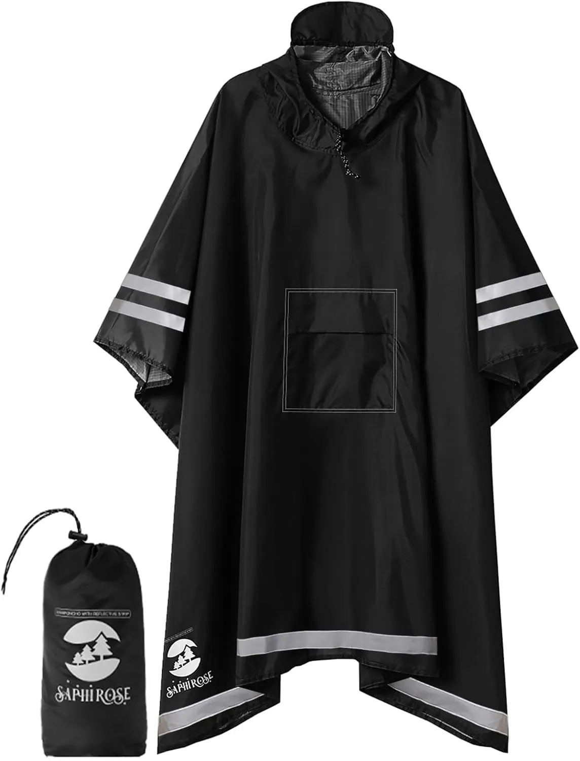 SaphiRose Hooded Rain Poncho Waterproof Raincoat Jacket for Men Women Adults