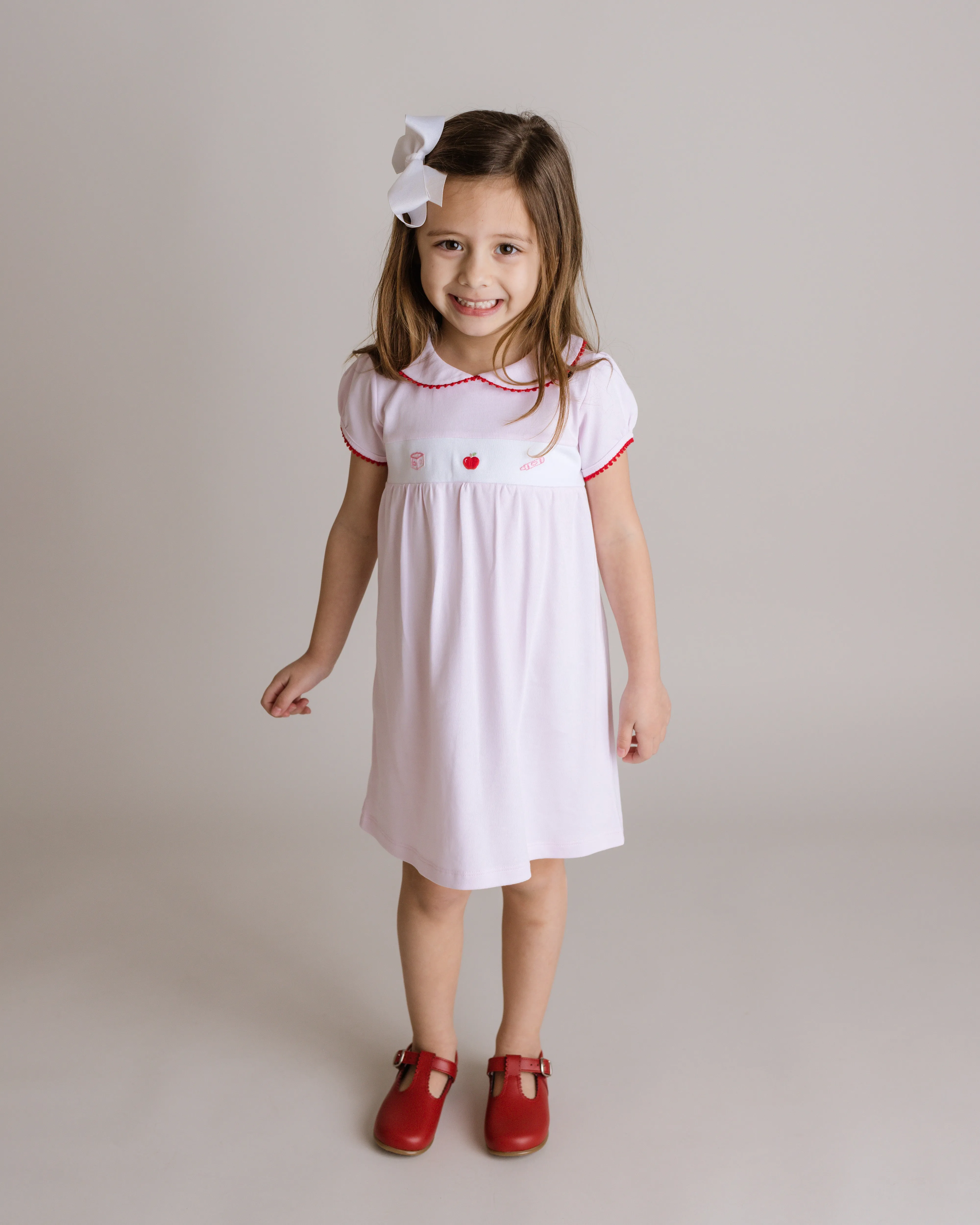 School Days Embroidered Pima Dress, Toddler Girls, Pink