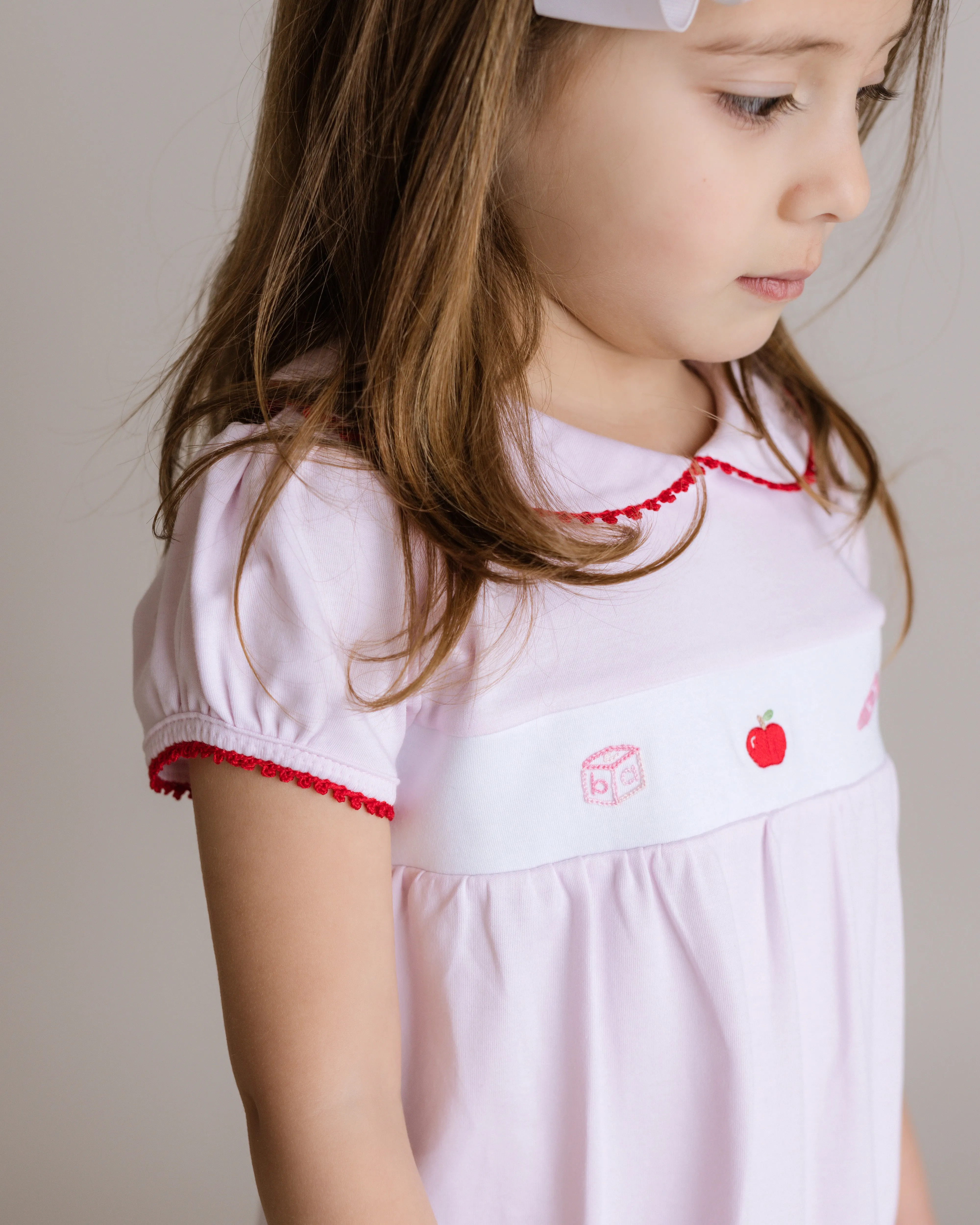 School Days Embroidered Pima Dress, Toddler Girls, Pink
